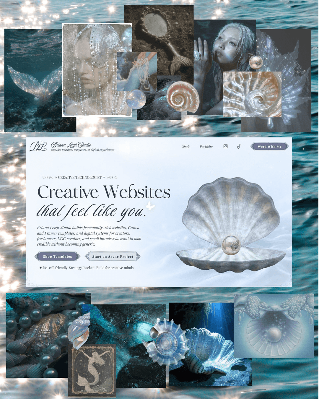 Soft blue atmospheric image for multi-passionate website structure