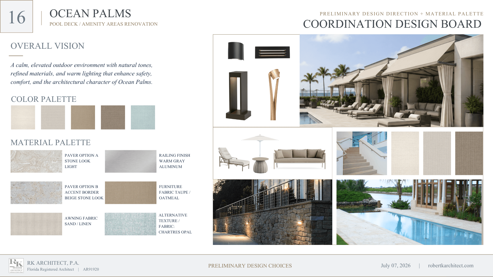 Ocean Palms final coordination design board