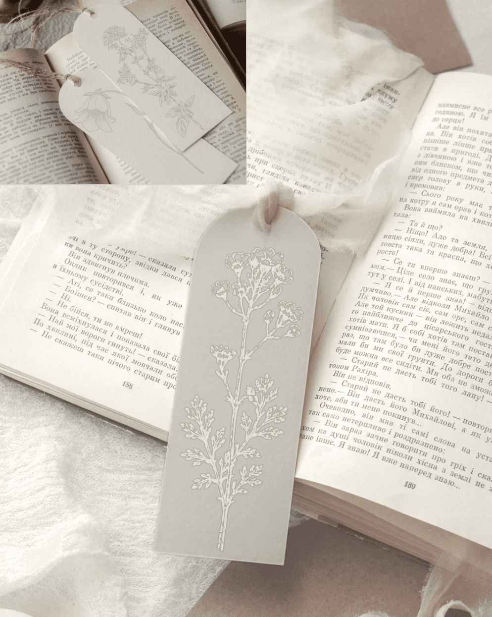 Single pressed flower bookmark mockup