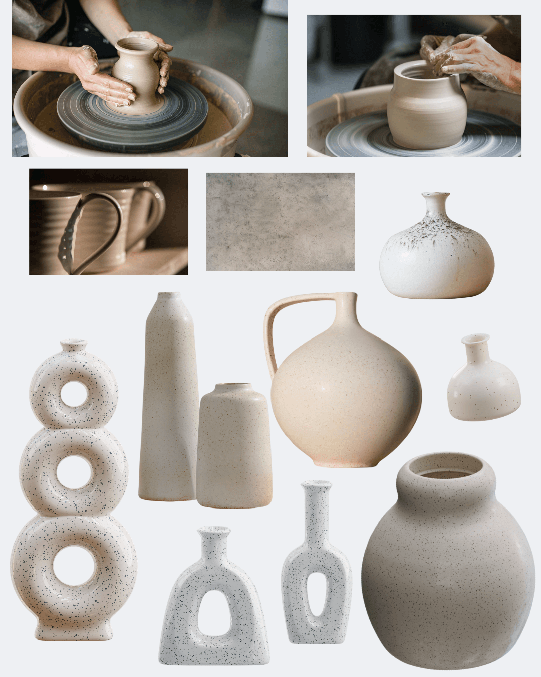 Mood board for the Ash and Salt ceramic collection
