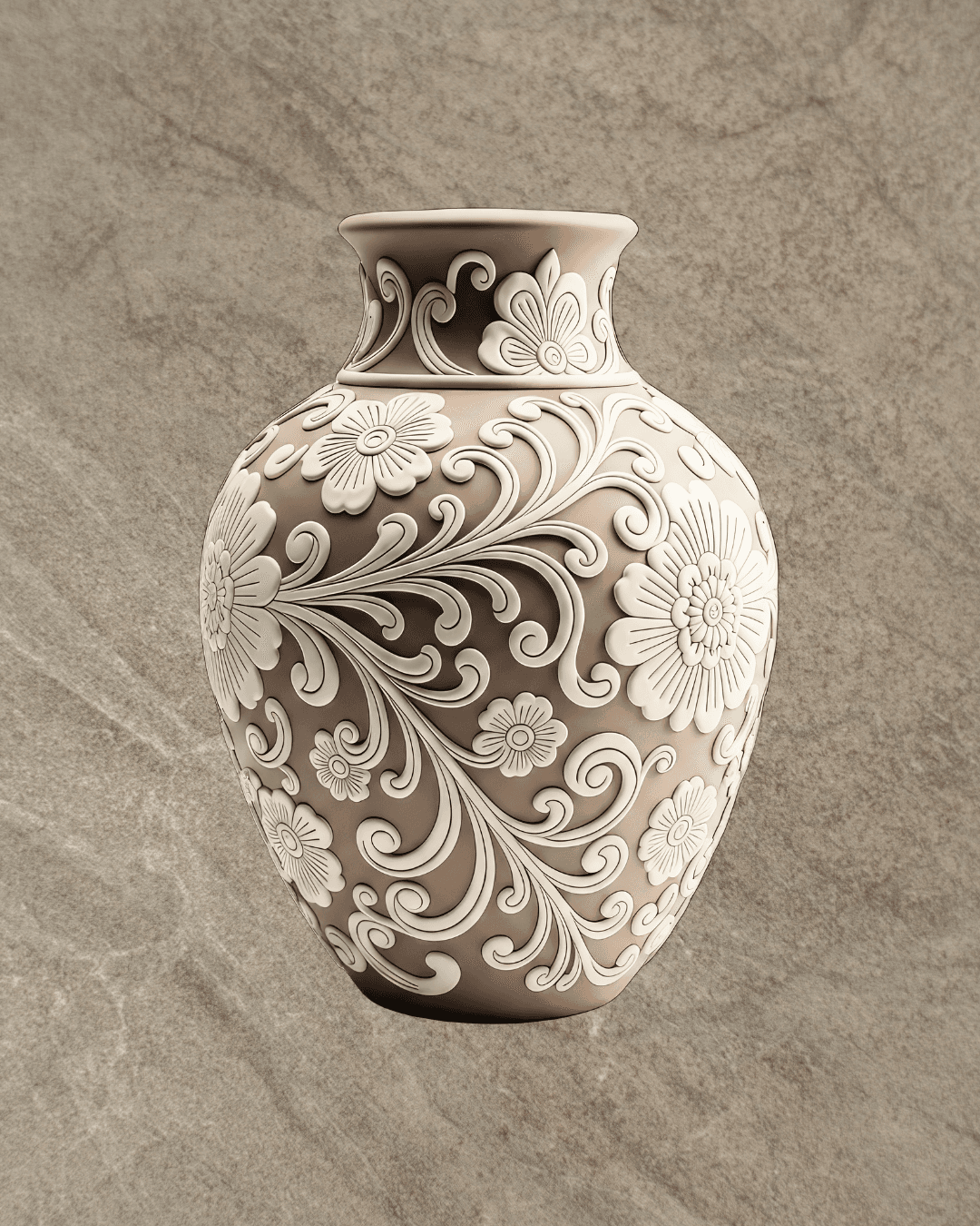 Fictional Mothwork Relief Vase ceramic product mockup